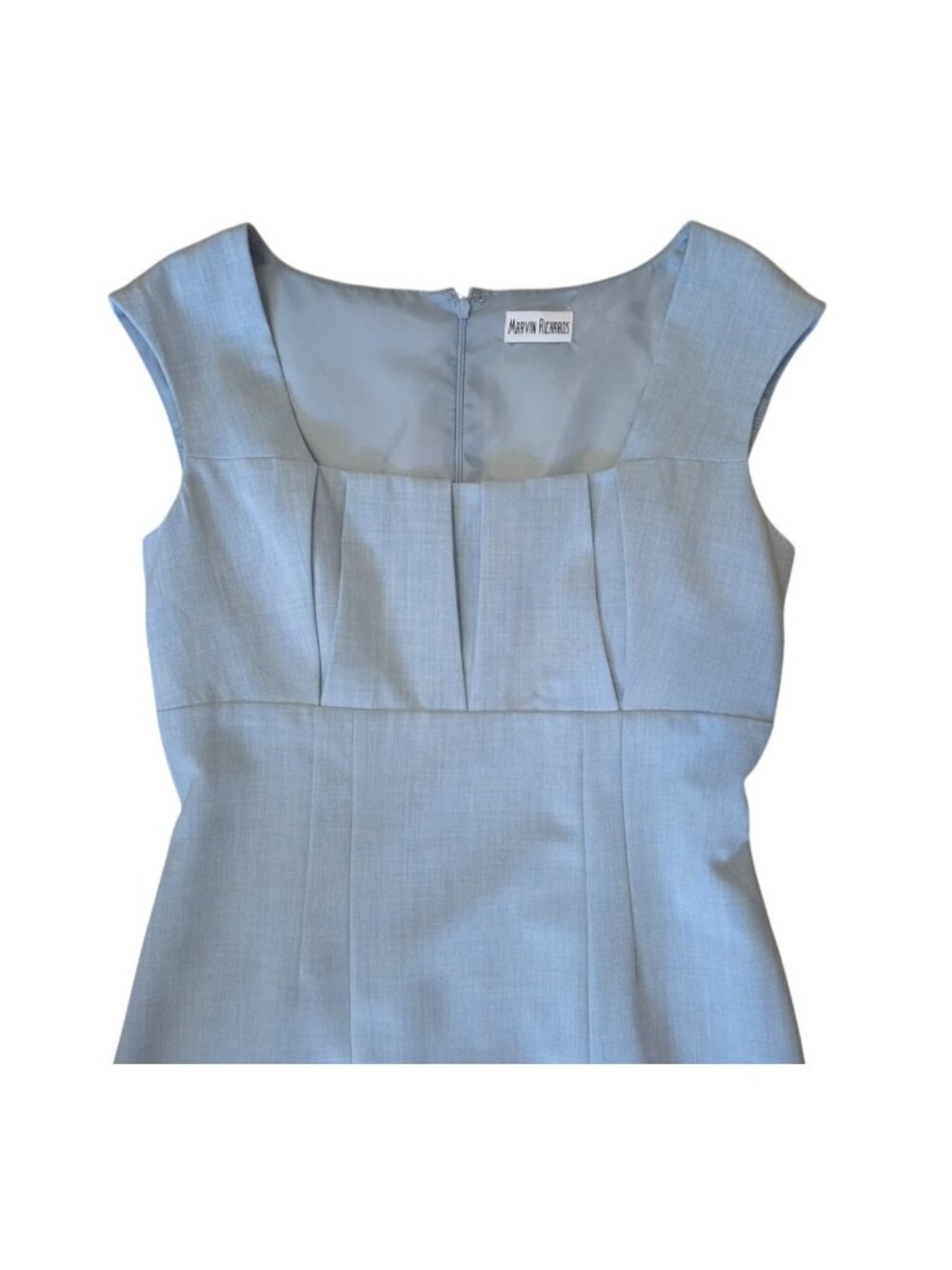 Marvin Richards Womens Light Blue Sheath Dress S- 6 Pleated Lined Career Office - Picture 5 of 9